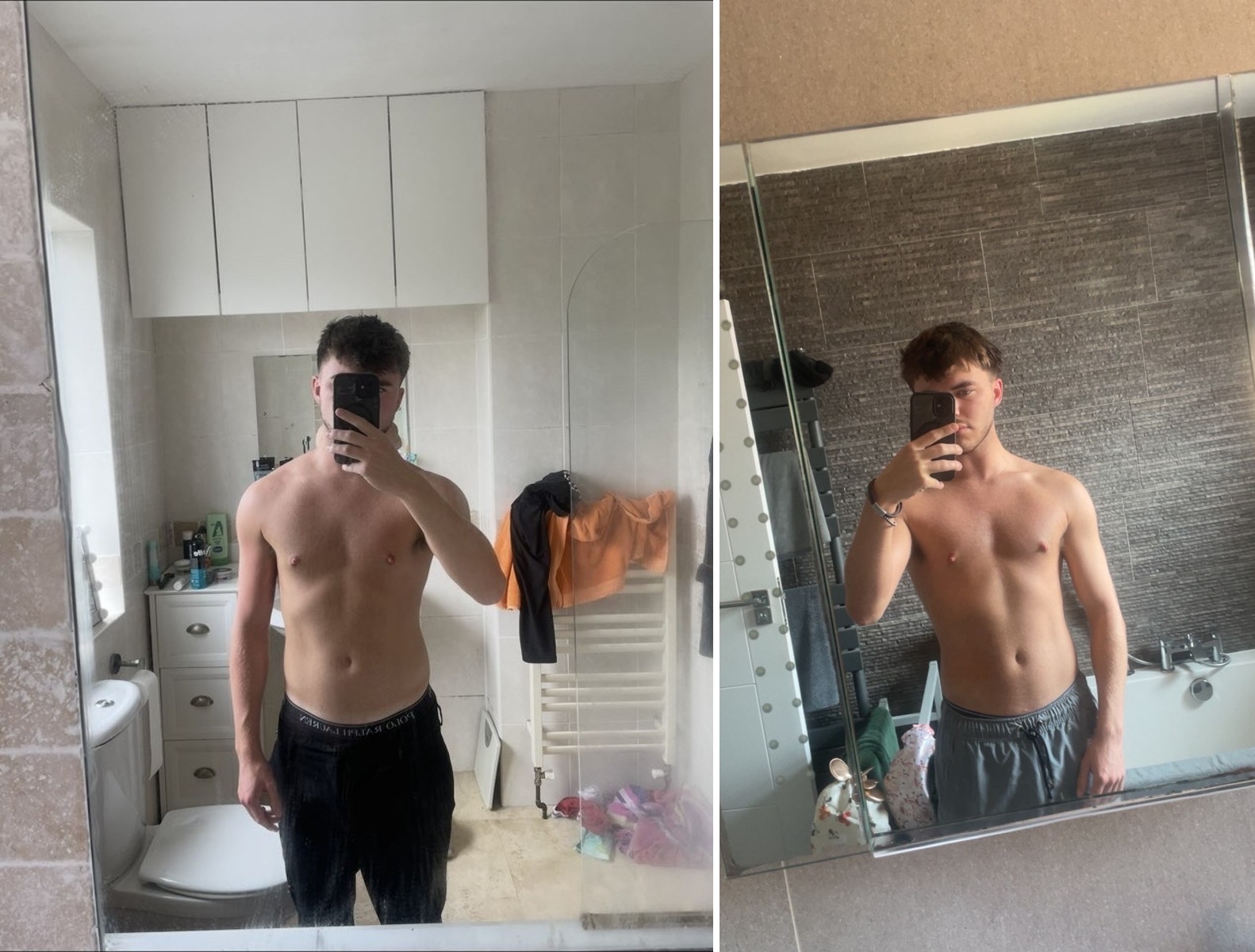 Jack before and after transformation, front