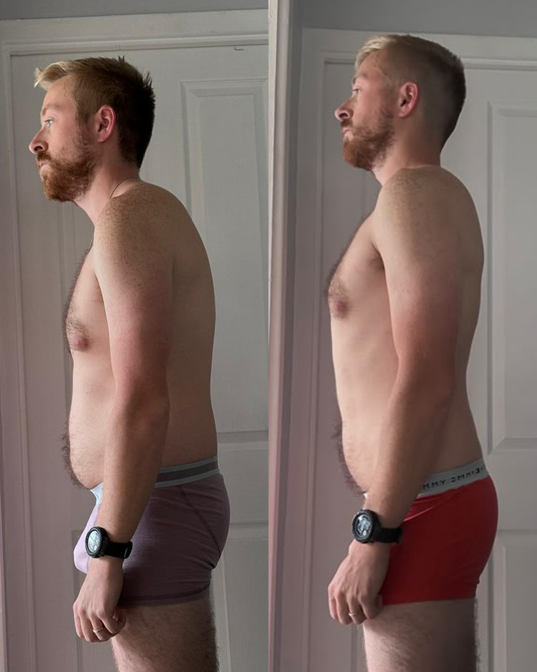 Client before and after transformation, side